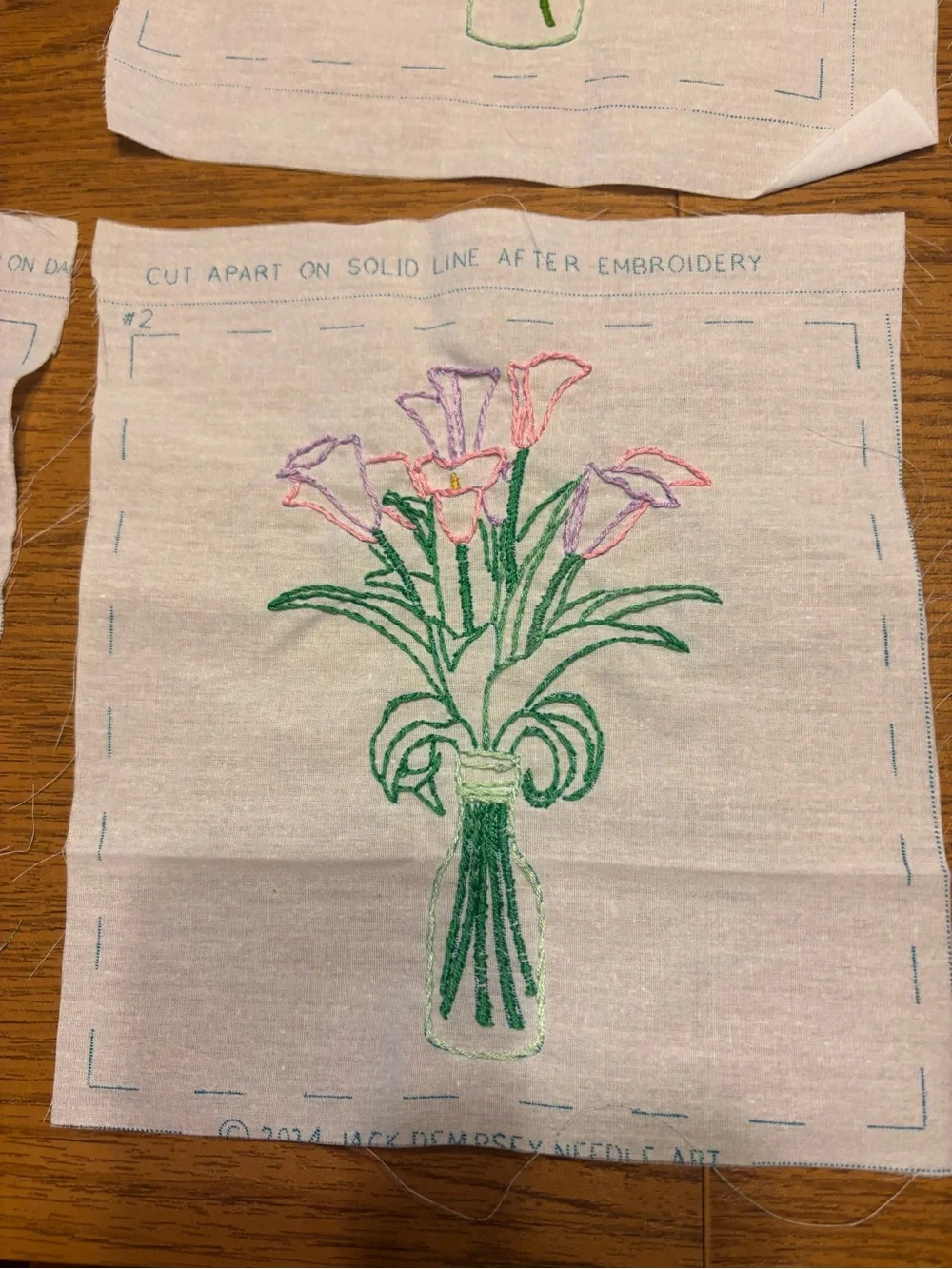 Hand Embroidered Quilt Floral Blocks 12ct